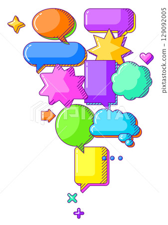 Background with speech bubbles. Decorative abstract objects in line art style. Background with speech bubbles. Decorative abstract objects in line art style. 129092005