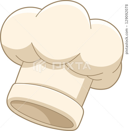 A cartoon chef's hat, symbolizing culinary arts and cooking profession. 129092078