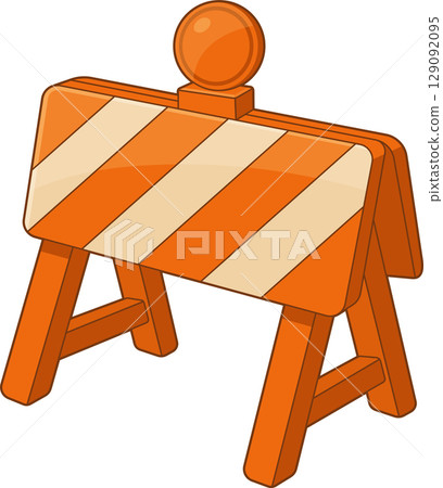 Illustration of a traffic barricade for construction work and safety. 129092095