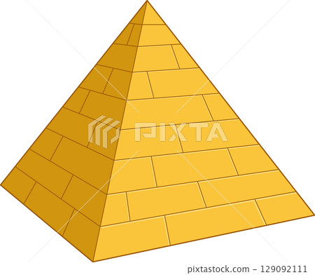 Isometric illustration of a pyramid built of blocks, against black background. Isometric illustration of a pyramid built of blocks, against black background. 129092111