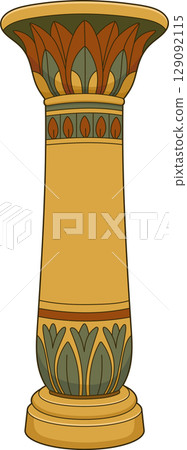 Ornate, Stylized Column with Leaf Decoration 129092115
