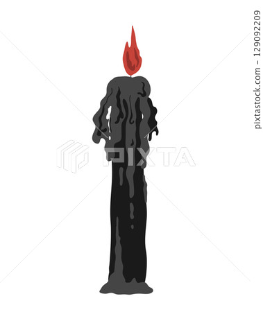 Spooky black Halloween candle clip art. Halloween design element vector isolated illustration. 129092209