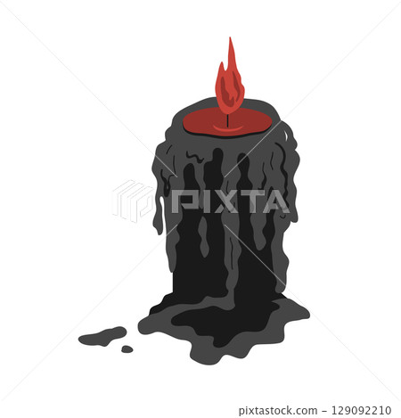 Spooky black Halloween candle clip art. Halloween design element vector isolated illustration Spooky black Halloween candle clip art. Halloween design element vector isolated illustration 129092210
