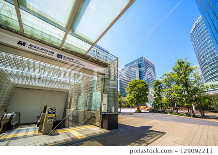 Yokohama cityscape in July, Japan. View of Shin-Takashima Station and the business district. Yokohama cityscape in July, Japan. View of Shin-Takashima Station and the business district. 129092211
