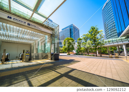 Yokohama cityscape in July, Japan. View of Shin-Takashima Station and the business district. Yokohama cityscape in July, Japan. View of Shin-Takashima Station and the business district. 129092212