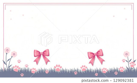 爪印和絲帶框架 129092381