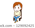 (Full-body angle) Caucasian man sitting in a chair with his legs crossed and smiling 129092425