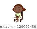 (Full-body angle) African-American girl sitting on a chair with her legs crossed and smiling 129092430