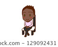 (Full-body angle) African-American boy sitting cross-legged on a chair with a smile 129092431