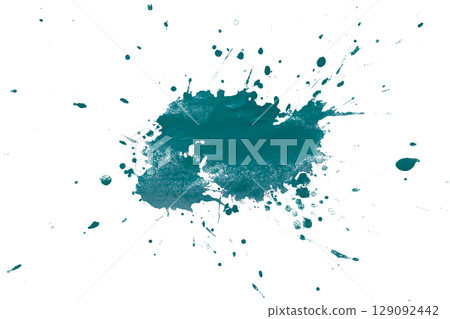 Green splash watercolor brush isolated on transparent background 129092442