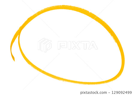 Yellow pencil highlight circle mark isolated on transparent background 129092499