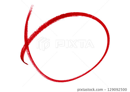 Red pencil highlight circle mark isolated on transparent background 129092500