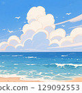 享有海景的沙灘插圖 129092553