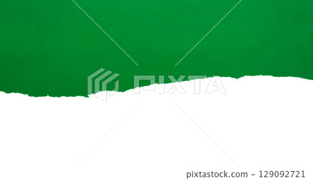 Green ripped paper torn edges strips isolated on white background Green ripped paper torn edges strips isolated on white background 129092721
