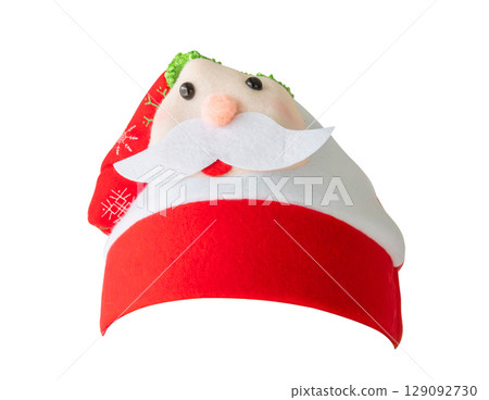 Red Christmas Santa Claus hat isolated on white background 129092730