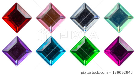 square jewels sticker set isolated on white background 129092943