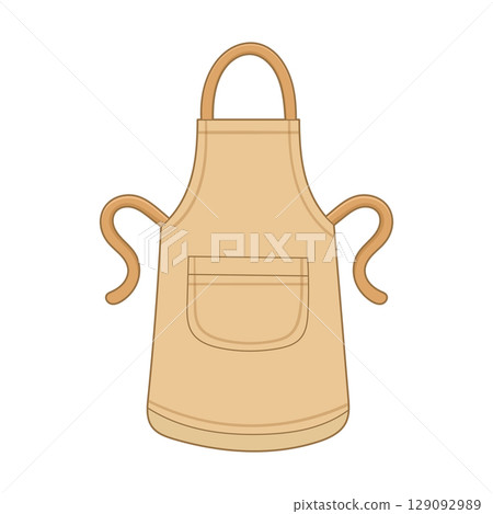 Beige apron with pocket and curved straps, for cooking and crafting projects. 129092989