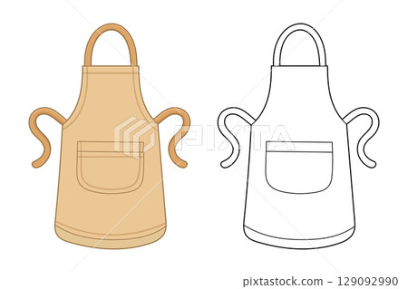 Apron illustration: Cooking and baking wear for chefs and homemakers. Apron illustration: Cooking and baking wear for chefs and homemakers. 129092990