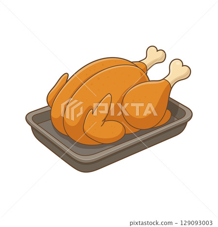 Roasted poultry on a cooking tray ready to be carved for dinner celebration. Roasted poultry on a cooking tray ready to be carved for dinner celebration. 129093003