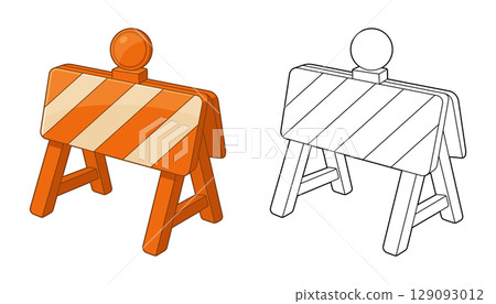 Roadwork barrier sign, safety, traffic obstruction, construction and maintenance 129093012