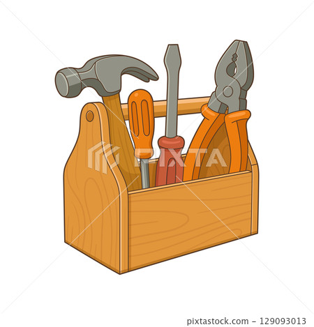 Toolbox brimming with essential instruments for home repairs and handy projects 129093013