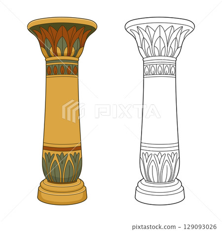 Elegant depiction of an ancient column, showcasing architectural details. 129093026