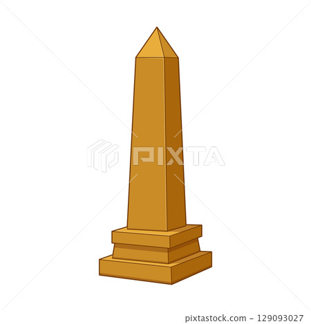 Illustration of a Tall, Angular, Golden Monument with a Pyramidal Top. Illustration of a Tall, Angular, Golden Monument with a Pyramidal Top. 129093027