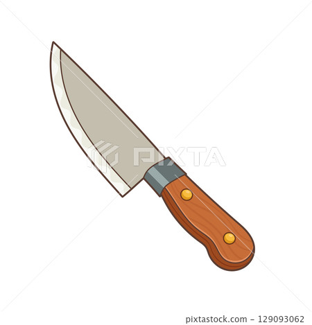 A versatile kitchen knife with a wooden handle, ready for culinary creations. A versatile kitchen knife with a wooden handle, ready for culinary creations. 129093062