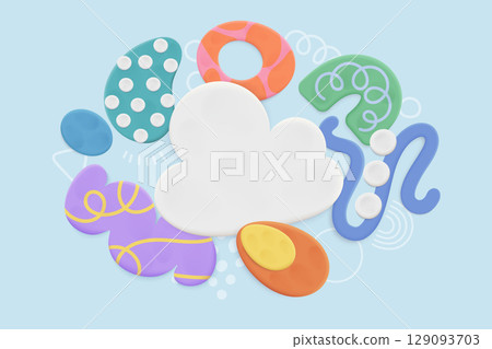 Realistic 3D Clay Style Composition 129093703