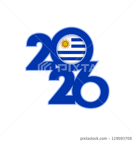 2026 banner with Uruguay flag inside. 129093708