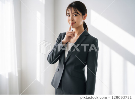 Portrait of a smiling female business person in a room filled with natural light 129093751