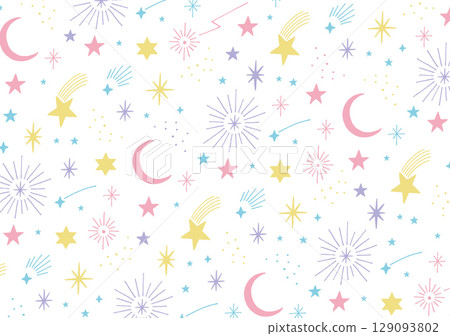 Hand-painted pastel star pattern (not seamless) Hand-painted pastel star pattern (not seamless) 129093802