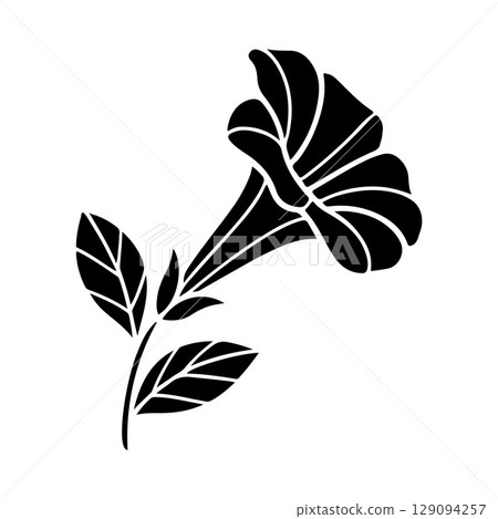 morning glory outline icon line art, black and white doodle style 129094257