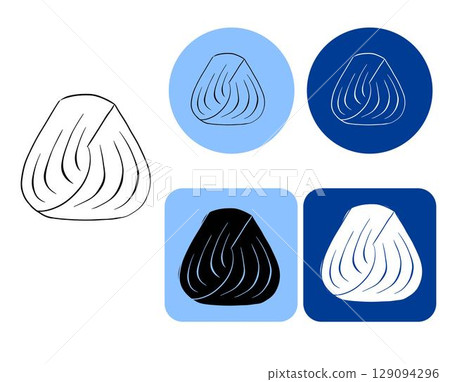 Hair strand lock Salon logotype.. Vector graphic line ink illustration. Strong healthy brunette curls for care and beauty concept. Illustration for beauty salon, cosmetic store, makeup design. 129094296