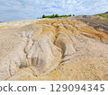 Tailings and waste sand  in  mined open pit coal quarry. Heavy erosion Tailings and waste sand  in  mined open pit coal quarry. Heavy erosion 129094345