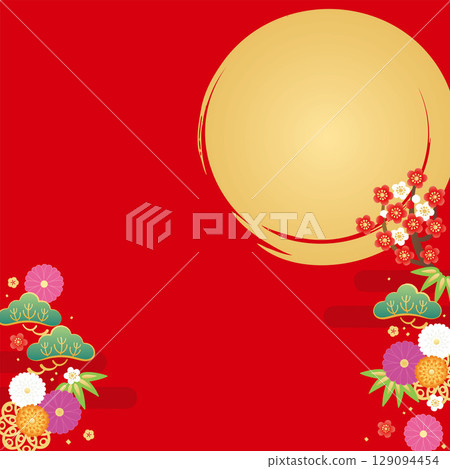 Background material - New Year's image 4-1 Vector 129094454