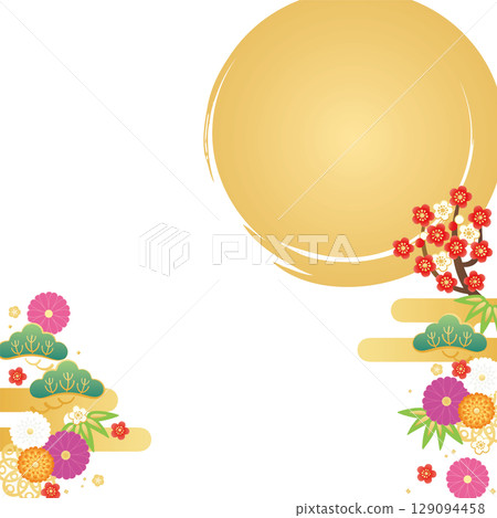 Background material - New Year's image 4-3 Vector Background material - New Year's image 4-3 Vector 129094458