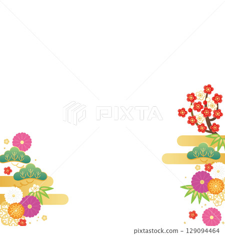 Background material - New Year's image 4-6 Vector 129094464