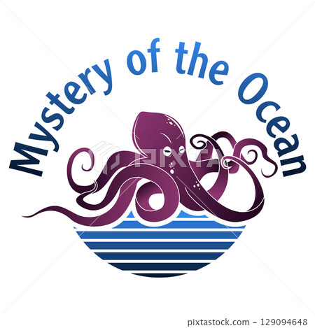 Mystery of the Ocean Artistic Octopus Illustration with Nautical Theme 129094648