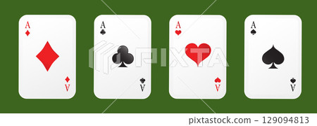 Ace card suit icon vector isolated on green background. 129094813