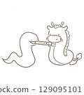 Tatsu carefully passes on the baton of this year's zodiac sign, while Snake receives it. Black and white 129095101