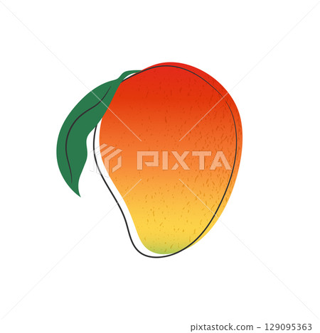 Hand drawn mango fruit isolated on white background. Cartoon mango. Vector illustration Hand drawn mango fruit isolated on white background. Cartoon mango. Vector illustration 129095363