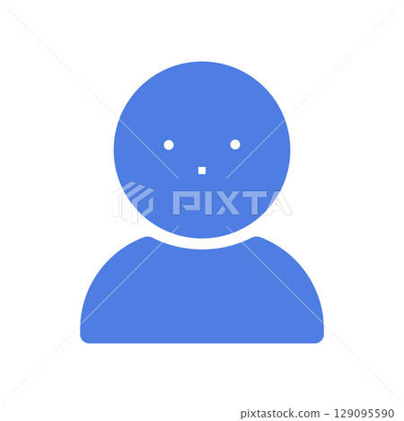 一個人的半身像的藍色輪廓圖標/象形圖 - 簡單的人臉插圖素材 129095590