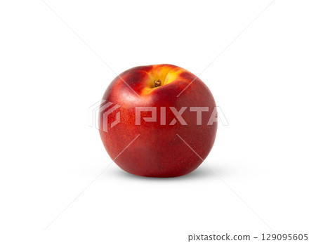 Fresh ripe organic whole nectarine peach isolated. 129095605