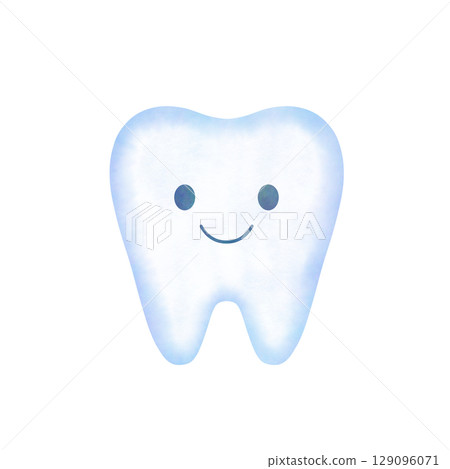 Smiling tooth icon with watercolor texture Smiling tooth icon with watercolor texture 129096071