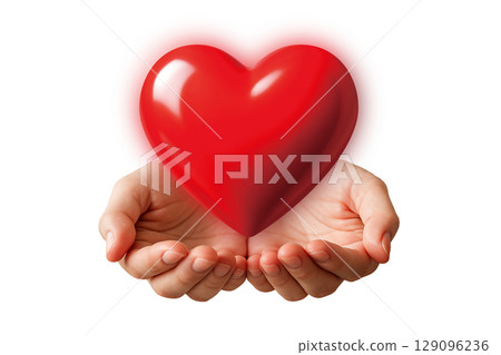 Hands holding a heart. An image of both hands evoking charity, relief, mental care, health care, etc. Hands holding a heart. An image of both hands evoking charity, relief, mental care, health care, etc. 129096236