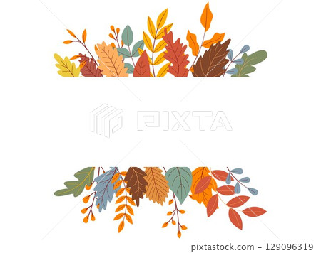 Foliage autumn border with space for text 129096319