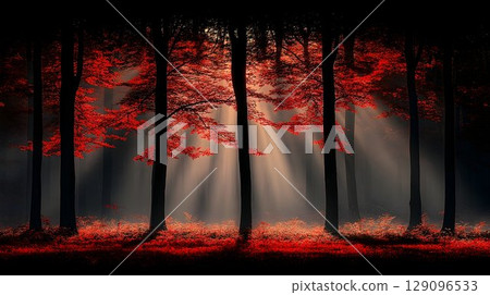 Abstract red blurred vertical shapes background design 129096533