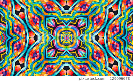 Abstract bright multicolor background, colorful watercolor pattern 129096678