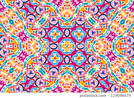 Bright colorful shapes on white background, abstract multicolor pattern 129096679